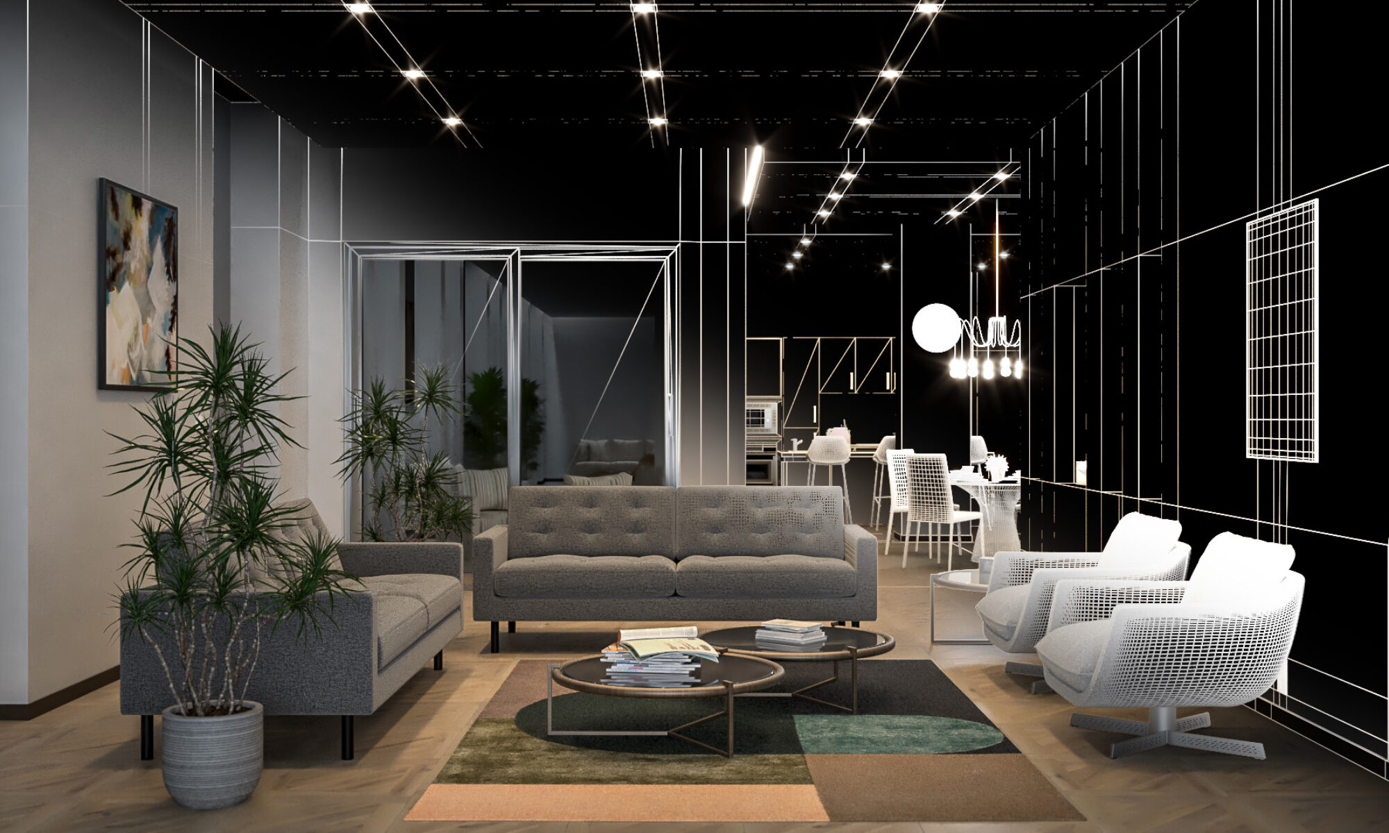 3D Interior wireframe